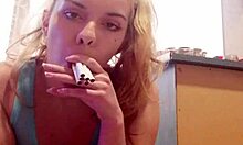 18-year-old amateur smokes 6 Marlboro red in public