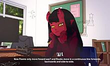 Mladá dívka je svedená třemi muži na horký trojský sex v animaci